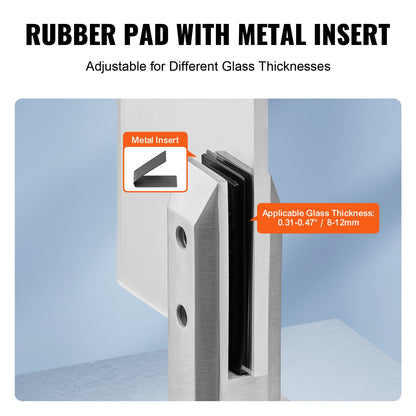 Glasklemme, 10 Stück, quadratische Geländerhalterung für 0,31"-0,47" Glas, silber