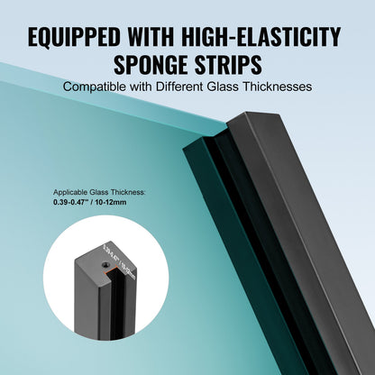 Glass Clamp, 35.83" Height Glass Railing Bracket for 0.39 "-0.47 " Thickness Tempered Glass, 304 Stainless Steel Glass Mounting Clamp, Glass Shelf Bracket for Balcony, Garden, Deck, Stair, Black