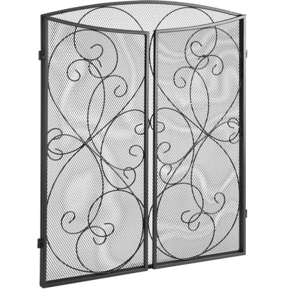 Fireplace Screen 3 Panel, Heavy Duty Iron Mesh Fireplace Screen, 122(L)x76.7(H)CM Spark Guard Cover, No Assembly Required, Freestanding Fireplace Fence Grille for Living Room Home Decor Vintage