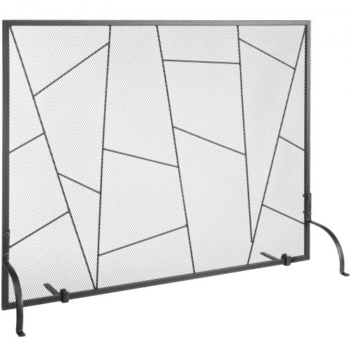 Fireplace Screen Single Panel, Sturdy Iron Mesh Fireplace Screen, 35.6"(L) x28.4"(H) Spark Guard Cover, Simple Installation, Free Standing Fire Fence Grate for Living Room Home Decor Modern