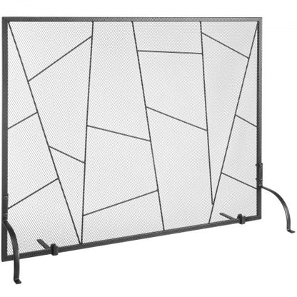 Fireplace Screen Single Panel, Sturdy Iron Mesh Fireplace Screen, 35.6"(L) x28.4"(H) Spark Guard Cover, Simple Installation, Free Standing Fire Fence Grate for Living Room Home Decor Modern