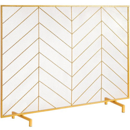 Fireplace Screen Single Panel, Sturdy Iron Mesh Fireplace Screen, 38.6"(L) x29.8"(H) Spark Guard Cover, Simple Installation, Free Standing Fire Fence Grate for Living Room Home Decor Modern