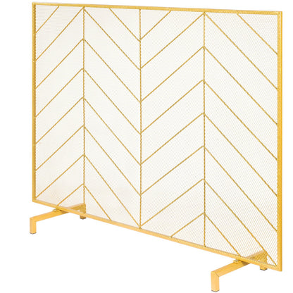 Fireplace Screen Single Panel, Heavy Duty Iron Mesh Fireplace Screen, 980(L) x758(H)MM Spark Guard Cover, Easy Installation, Freestanding Fire Fence Grille for Living Room Home Decor Modern