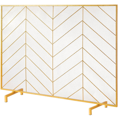 Fireplace Screen Single Panel, Heavy Duty Iron Mesh Fireplace Screen, 980(L) x758(H)MM Spark Guard Cover, Easy Installation, Freestanding Fire Fence Grille for Living Room Home Decor Modern