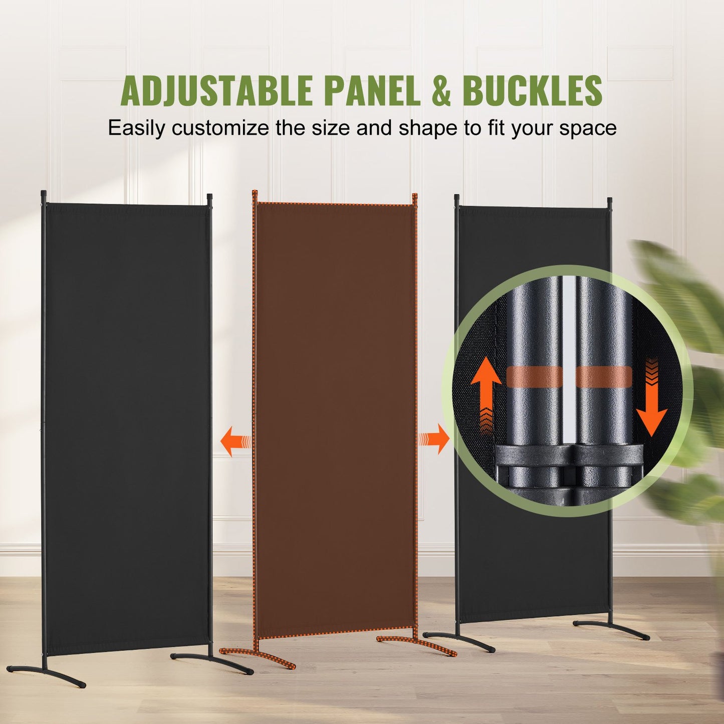 Room Divider, 3 Panel Room Dividers and Folding Privacy Screens, Fabric Partition Room Dividers for Office, Bedroom, Dining Room, Study, Freestanding, Black