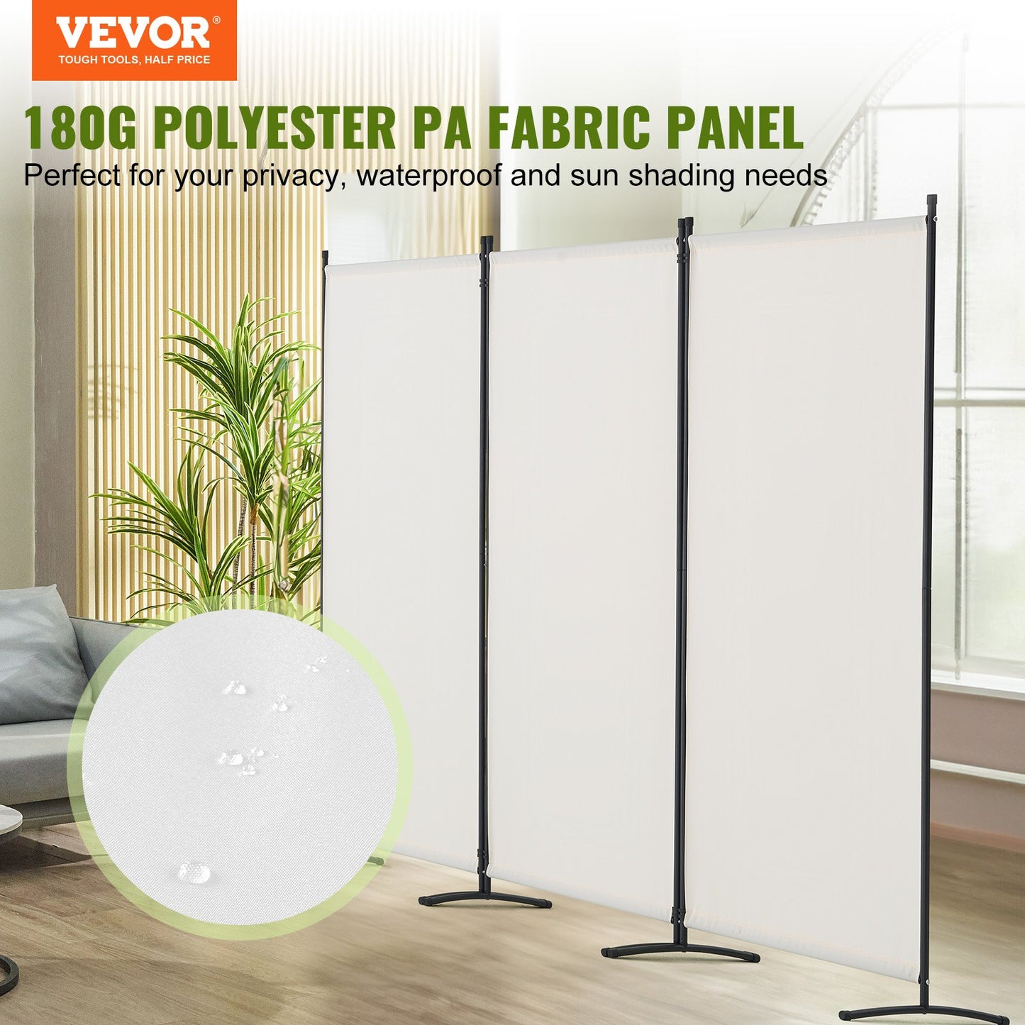 Room Divider, 3 Panel Room Dividers and Folding Privacy Screens , Fabric Partition Room Dividers for Office, Bedroom, Dining Room, Study, Freestanding, White