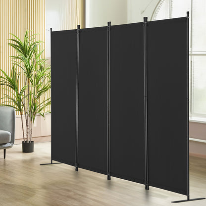 Room Divider, 4 Panel Room Dividers and Folding Privacy Screens, Fabric Partition Room Dividers for Office, Bedroom, Dining Room, Study, Freestanding, Black