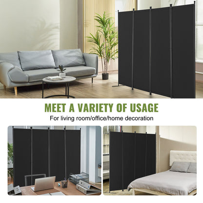 Room Divider, 4 Panel Room Dividers and Folding Privacy Screens, Fabric Partition Room Dividers for Office, Bedroom, Dining Room, Study, Freestanding, Black