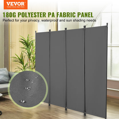 Room Divider, 4 Panel Room Dividers and Folding Privacy Screens, Fabric Partition Room Dividers for Office, Bedroom, Dining Room, Study, Freestanding, Light Gray