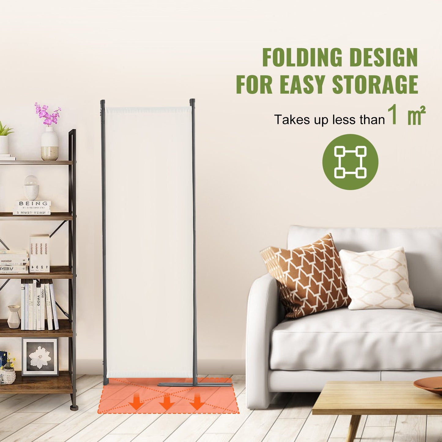 Room Divider, 4 Panel Room Dividers and Folding Privacy Screens, Fabric Partition Room Dividers for Office, Bedroom, Dining Room, Study, Freestanding, White