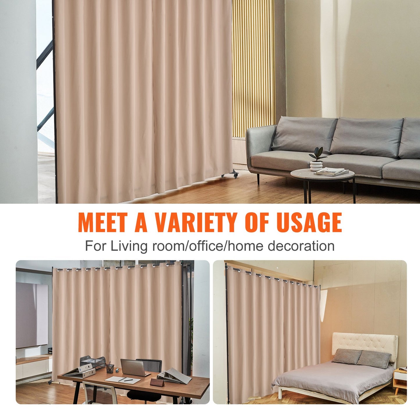 Room Divider Bärbar panel Rumsavdelare med hjul Sekretessskärm Brun