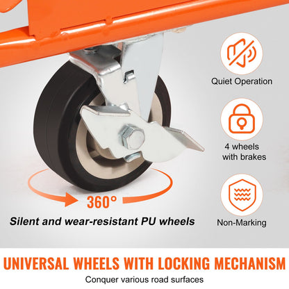 Trockenbauwagen, 3000 Pfund schwerer Plattenwagen mit 45,28" x 21,8" Reifen und 5" Schwenkrädern, Hochleistungs-Trockenbau, Handhabung von Wandplatten, Gipskartonplatten, Bauholz, für Garage, Haus, Lager