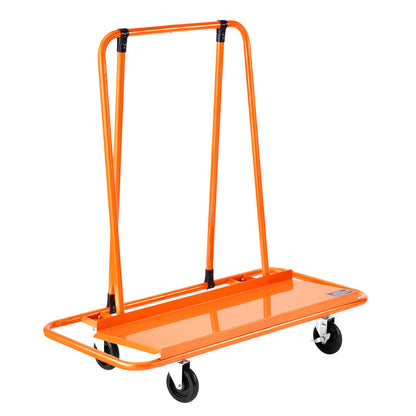 Drywall Cart Dolly, 1800 lbs Load Capacity, Steel Panel Dolly with 4 Swivel Casters, Durable & Long-lasting, Panel Truck Cart with Tie-Down Strap for Plywood, Plasterboard, Glass, Orange