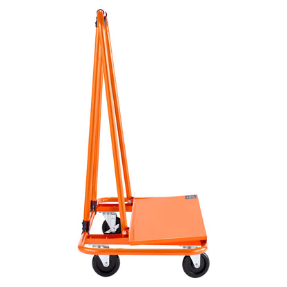 Drywall Cart Dolly, 1800 lbs Load Capacity, Steel Panel Dolly with 4 Swivel Casters, Durable & Long-lasting, Panel Truck Cart with Tie-Down Strap for Plywood, Plasterboard, Glass, Orange
