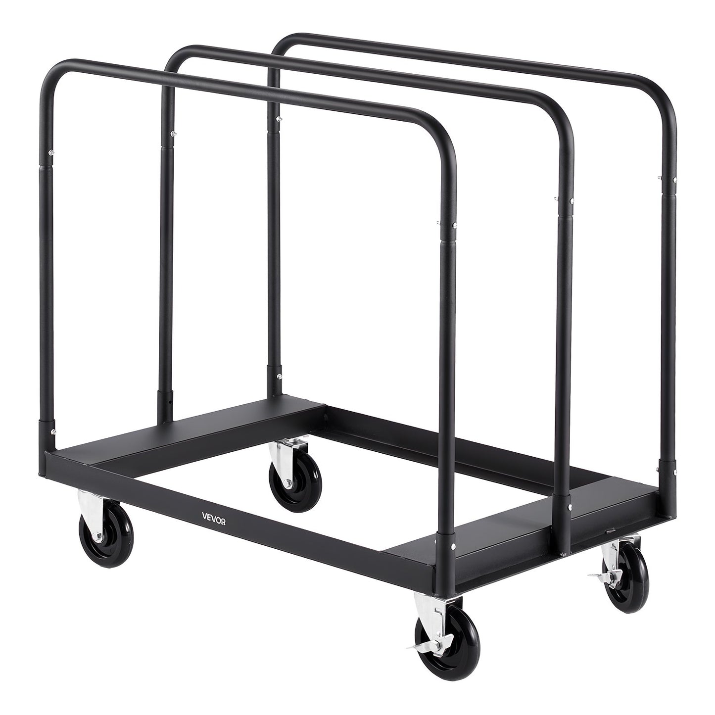 Drywall Cart Dolly, 1800 lbs Load Capacity, Steel Panel Truck Cart with 5 inch Swivel Casters, Lumber Drywall Dolly with with Tie-Down Strap & 3 Side Handrails for Factory, Warehouse, Garage, Black