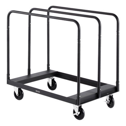 Drywall Cart Dolly, 1800 lbs Load Capacity, Steel Panel Truck Cart with 5 inch Swivel Casters, Lumber Drywall Dolly with with Tie-Down Strap & 3 Side Handrails for Factory, Warehouse, Garage, Black