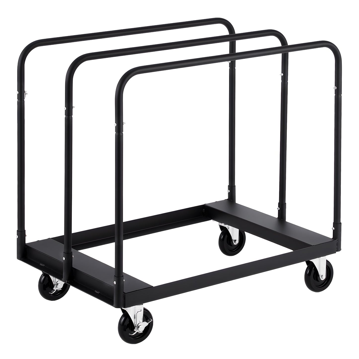 Drywall Cart Dolly, 1800 lbs Load Capacity, Steel Panel Truck Cart with 5 inch Swivel Casters, Lumber Drywall Dolly with with Tie-Down Strap & 3 Side Handrails for Factory, Warehouse, Garage, Black