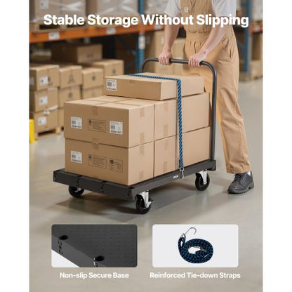 Gipsvagn, 816 kg lastkapacitet, 2-i-1 stålpanelvagn med 12,5 mm svänghjul, 91,4 x 61 cm plattformsvagn med 3 sidoräcken för fabrik, lager, garage, svart |  EU