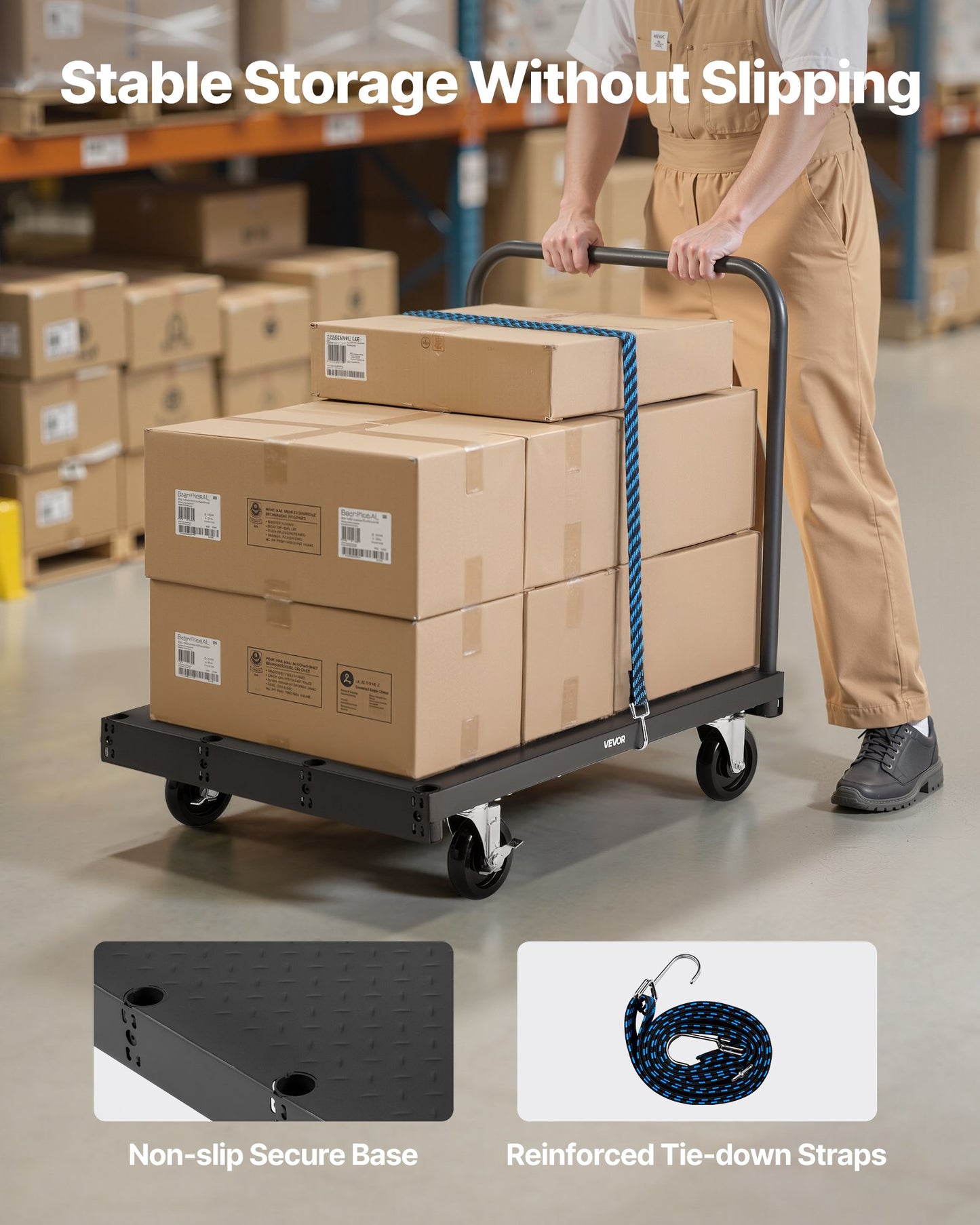 Drywall Cart Dolly, 1800 lbs Load Capacity, 2-in-1 Steel Panel Truck Cart with 5 inch Swivel Casters, 36 x 24 inch Platform Truck with 3 Side Handrails for Factory, Warehouse, Garage, Black