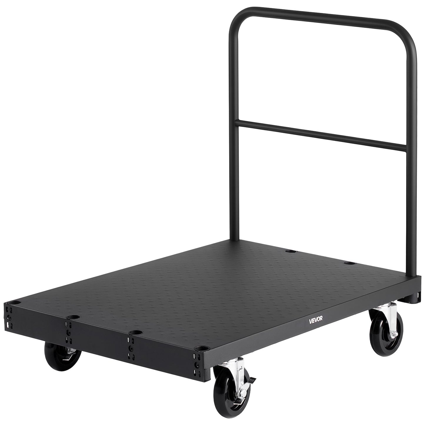 Drywall Cart Dolly, 1800 lbs Load Capacity, 2-in-1 Steel Panel Truck Cart with 5 inch Swivel Casters, 36 x 24 inch Platform Truck with 3 Side Handrails for Factory, Warehouse, Garage, Black
