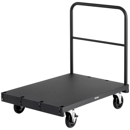 Drywall Cart Dolly, 1800 lbs Load Capacity, 2-in-1 Steel Panel Truck Cart with 5 inch Swivel Casters, 36 x 24 inch Platform Truck with 3 Side Handrails for Factory, Warehouse, Garage, Black