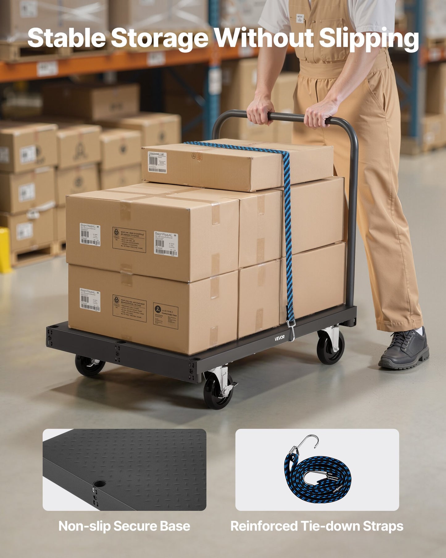 Drywall Cart Dolly, 1800 lbs Load Capacity, 2-in-1 Steel Panel Truck Cart with 5 inch Swivel Casters, 36 x 24 inch Platform Truck with 4 Side Handrails for Factory, Warehouse, Garage, Black