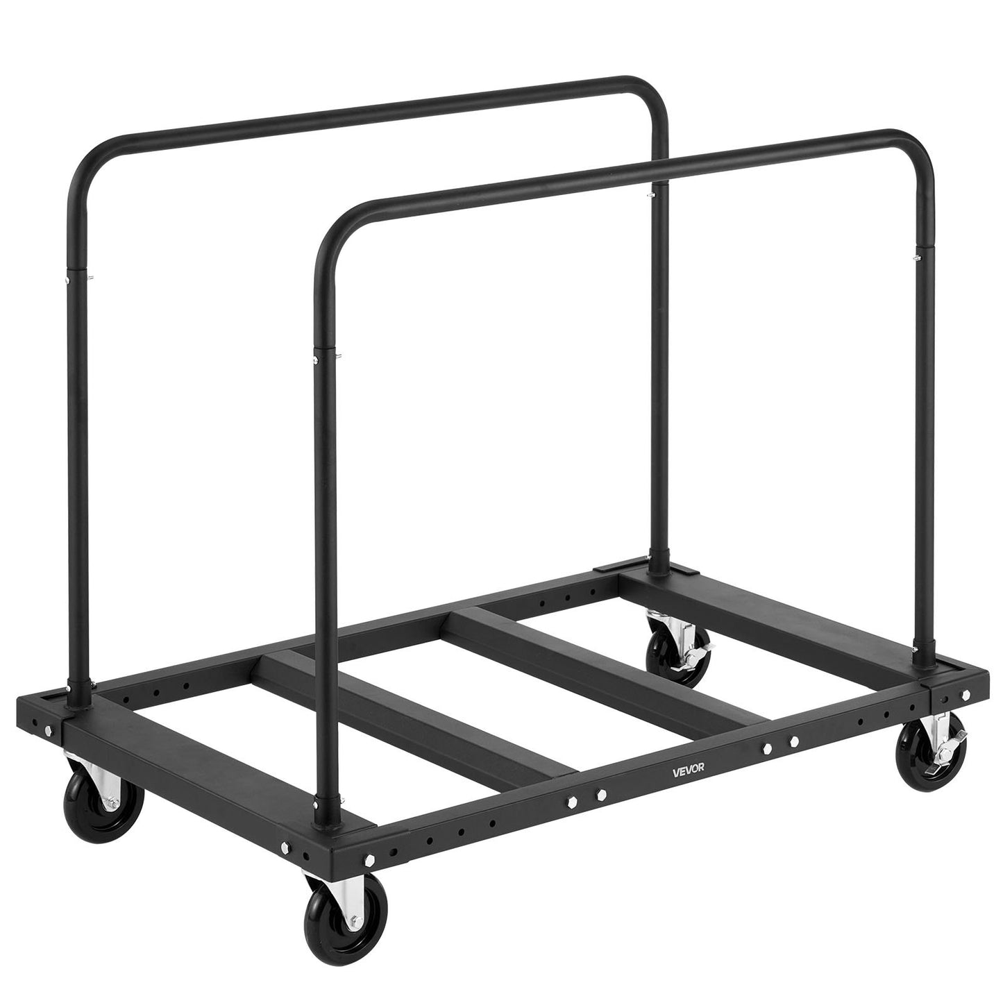 Drywall Cart Dolly, 1800 lbs Load Capacity, Steel Panel Truck Cart with 5 inch Swivel Casters, Lumber Drywall Dolly with Tie-Down Strap & 2 Side Handrails for Factory, Warehouse, Garage, Black