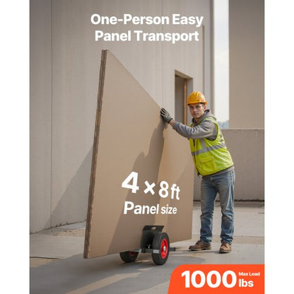 Panelvagn, 453,6 kg lastkapacitet, gipsvagn med 25 cm gummihjul passar olika terränger, justerbar klämpanelvagn för stålpaneler, madrasser, dörrar och gipsskivor, svart |  EU