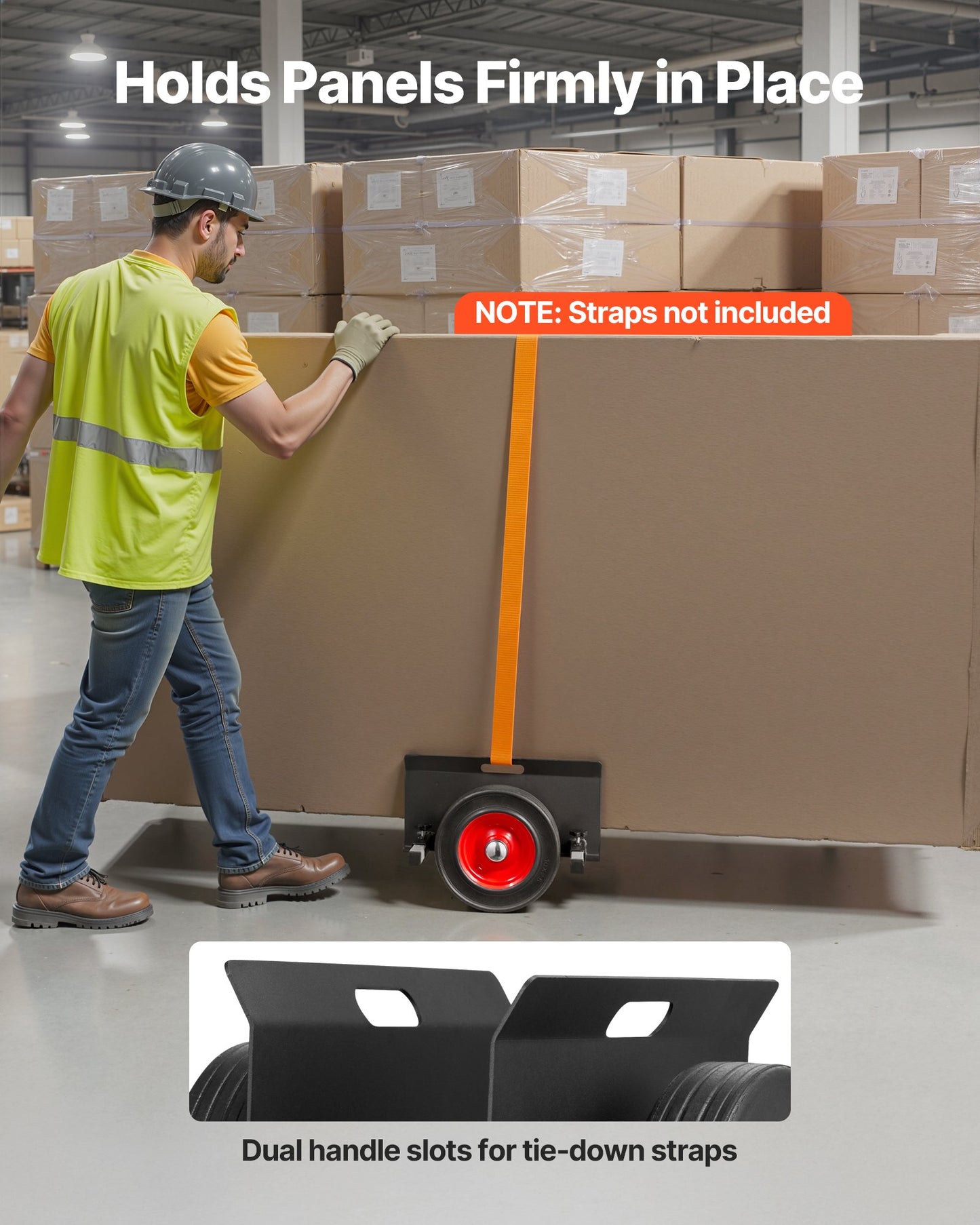 Panel Dolly, 1000 lbs Load Capacity, Drywall Mover with 10 Inch Rubber Wheels Fits Different Terrain, Adjustable Clamp Panel Cart for Steel Panels, Mattress, Doors and Drywall Sheet, Black