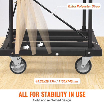 Drywall Cart, 1800 LBS Panel Dolly Cart with 45.28" x 29.13" Tires and 5" Swivel Wheels, Heavy Duty Drywall, Handling Wall Panel, Sheetrock, Lumber, for Garage, Home, Warehouse