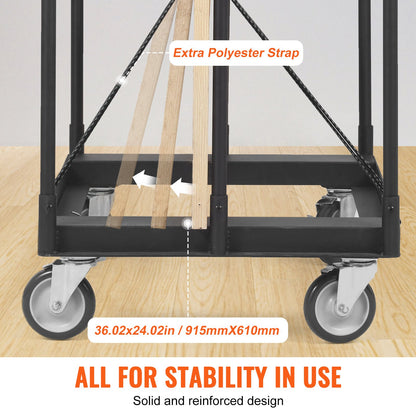 Drywall Cart, 1500 LBS Panel Cart with 36.02" x 24.02" Tires and 5" Swivel Wheels, Heavy Duty Drywall Carts, Handling Wall Panel, Sheetrock, Lumber, for Garage, Home, Warehouse