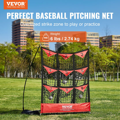 9-håls basebollnät, 36"x30" Softball Baseballträningsutrustning för slagträning, bärbar snabbmonteringstränarhjälp med bärväska, Strike Zone, Ground Stakes, för ungdomar vuxna
