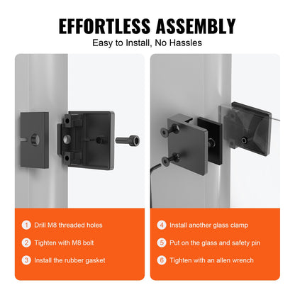 Glass Clamp, 40 PCS Square Glass Railing Bracket for 0.31 "-0.47 " Tempered Glass, 304 Stainless Steel Glass Mounting Clamp, Glass Shelf Bracket for Balcony, Garden, Deck, Stair, Black
