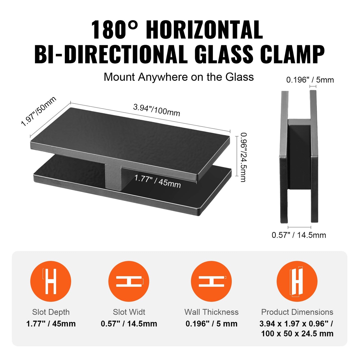 Glass Clamp, 4 PCS Rectangle Glass Railing Bracket for 0.31 "-0.47 " Tempered Glass, 304 Stainless Steel Glass Mounting Clamp, 0.2” Thick Glass Shelf Bracket for Balcony, Garden, Pool, Stair