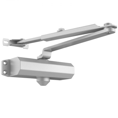 Door Closer, Automatic Door Closer Commercial or Residential Use for Door Weights 150 Lbs, Adjustable Size Hydraulic Buffer Door Closers Heavy Duty Cast Aluminum Body, Easy Install, Silver