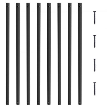 Staircase Metal Balusters, 29.5'' x 1'' Flat Aluminum Alloy Decorative Banister Spindles, 51 Pack Deck Baluster with Screws, Classic Hollow Deck Railing Satin Black Powder Coated for Porch