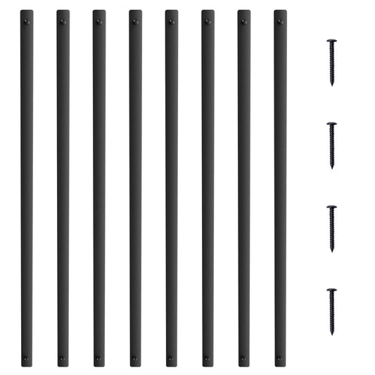 Staircase Metal Balusters, 32,28'' x 1'' Platta aluminiumlegering dekorativa räckespindlar, 51-pack däcksräcke med skruvar, klassiskt håldäcksräcke satinsvart pulverlackerad för veranda