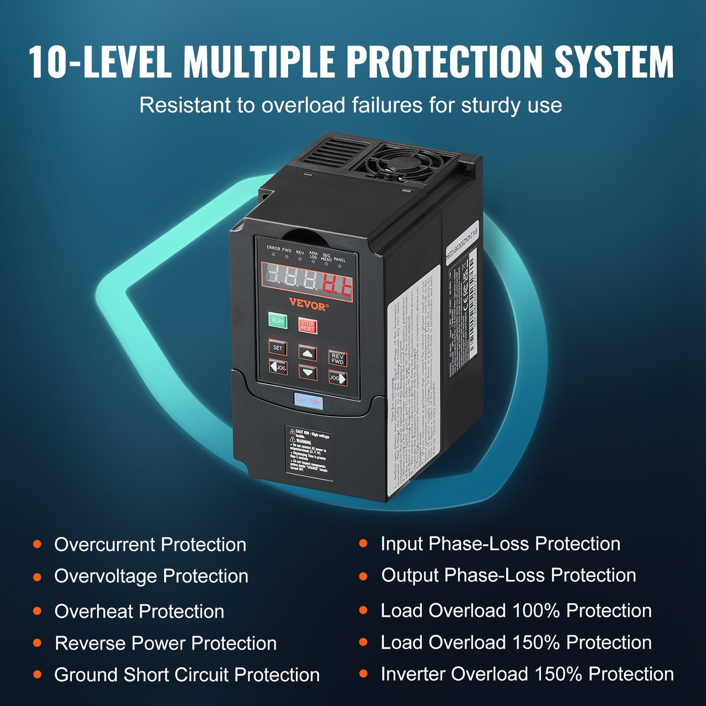 VFD 2HP, 1.5KW, 7.5A, 1 or 3 Phase 220V Input to 3 Phase 220V Output Variable Frequency Drive, 40-60Hz Input, 0-400Hz Output VFD for Spindle Motor CNC Speed Control