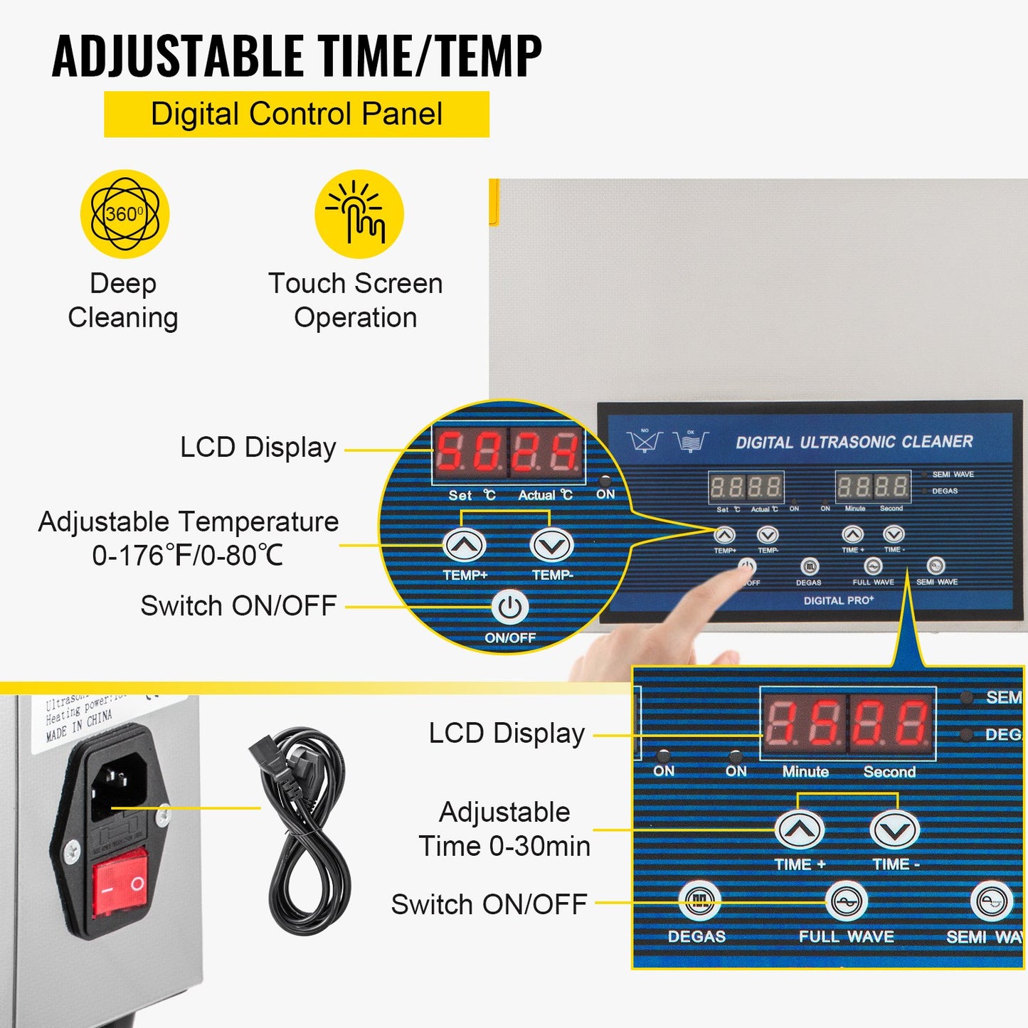 30L Ultrasonic Cleaner 28/40khz Dual Frequency Professional Ultrasonic Parts Cleaner with Heater Timer for Parts Dental Instruments Cleaning
