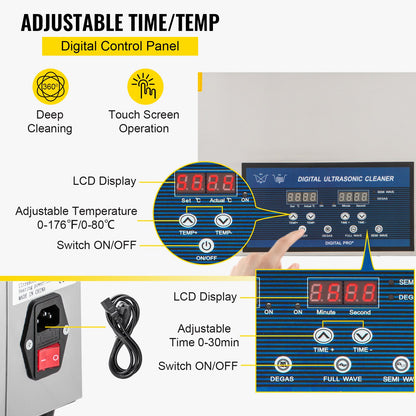30L Ultrasonic Cleaner 28/40khz Dual Frequency Professional Ultrasonic Parts Cleaner with Heater Timer for Parts Dental Instruments Cleaning