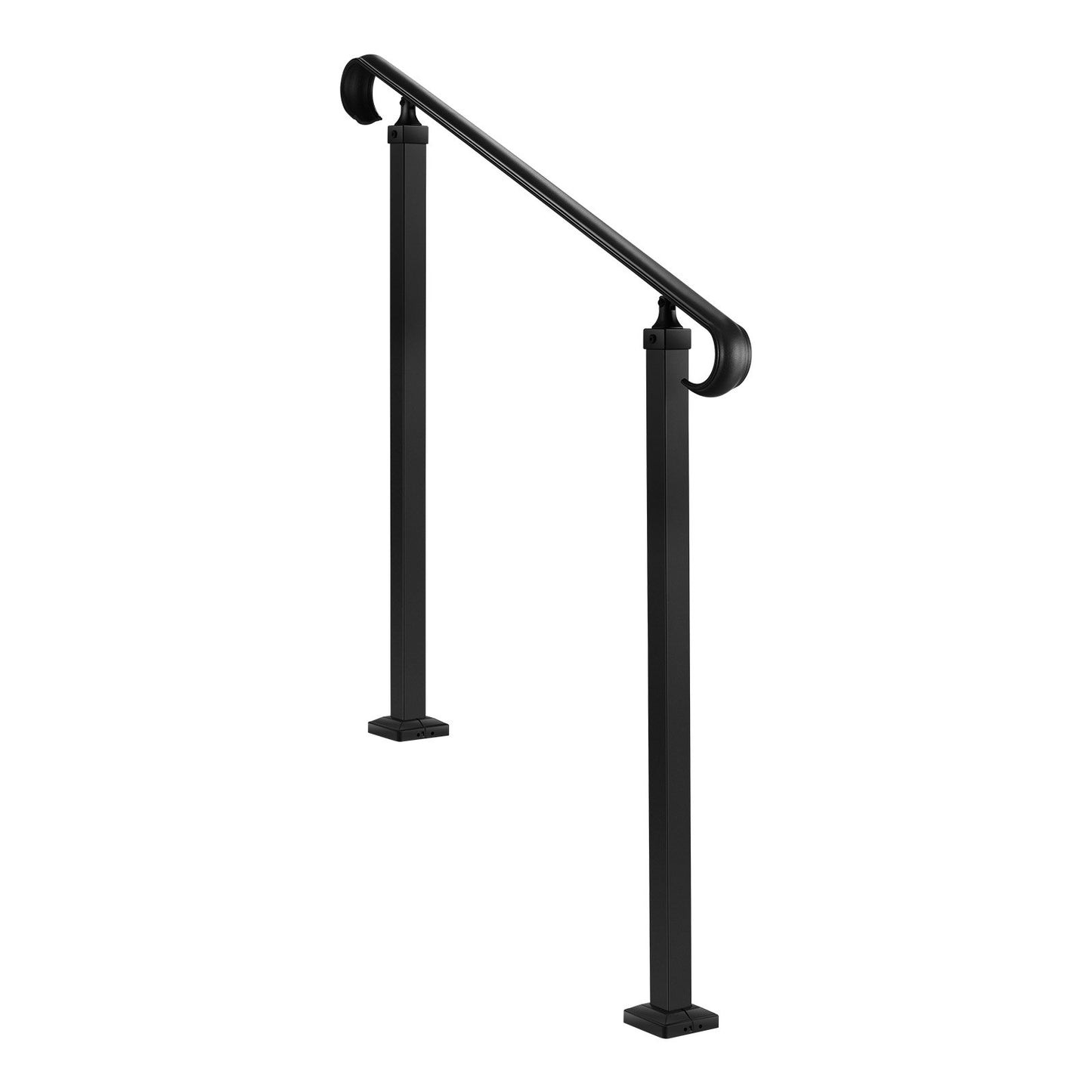 Handrails for Outdoor Steps, 2-3 Step Adjustable Height, Carbon Steel Transitional Handrail with Installation Kit, Exterior Hand Railing for Steps, Concrete or Wooden Stairs, Porch, Matte Black