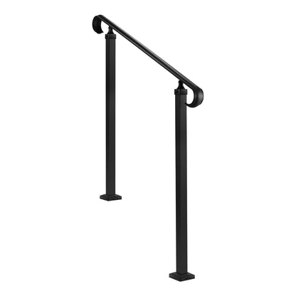 Handrails for Outdoor Steps, 2-3 Step Adjustable Height, Carbon Steel Transitional Handrail with Installation Kit, Exterior Hand Railing for Steps, Concrete or Wooden Stairs, Porch, Matte Black