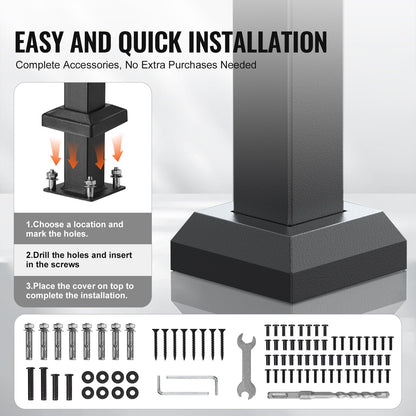 Handrails for Outdoor Steps, 5 Step Stair Hand Rail Kit, Transitional Carbon Steel Railings with Installation Kit, Stair Rails for Seniors, Concrete Steps & Porch & Deck, Black Retro Arch