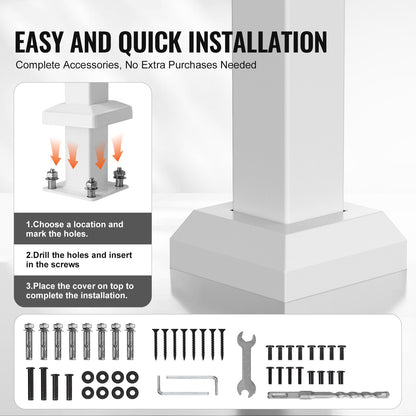 1-2-stufiger Handlauf für den Außenbereich, für Senioren, Veranda, Deck, Retro-Bogen, Weiß
