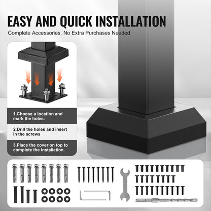 Handrails for Outdoor Steps, 2-3 Step Stair Hand Rail Kit, Transitional Carbon Steel Railings with Installation Kit, Stair Rails for Seniors, Concrete Steps & Porch & Deck, Black Retro Arch