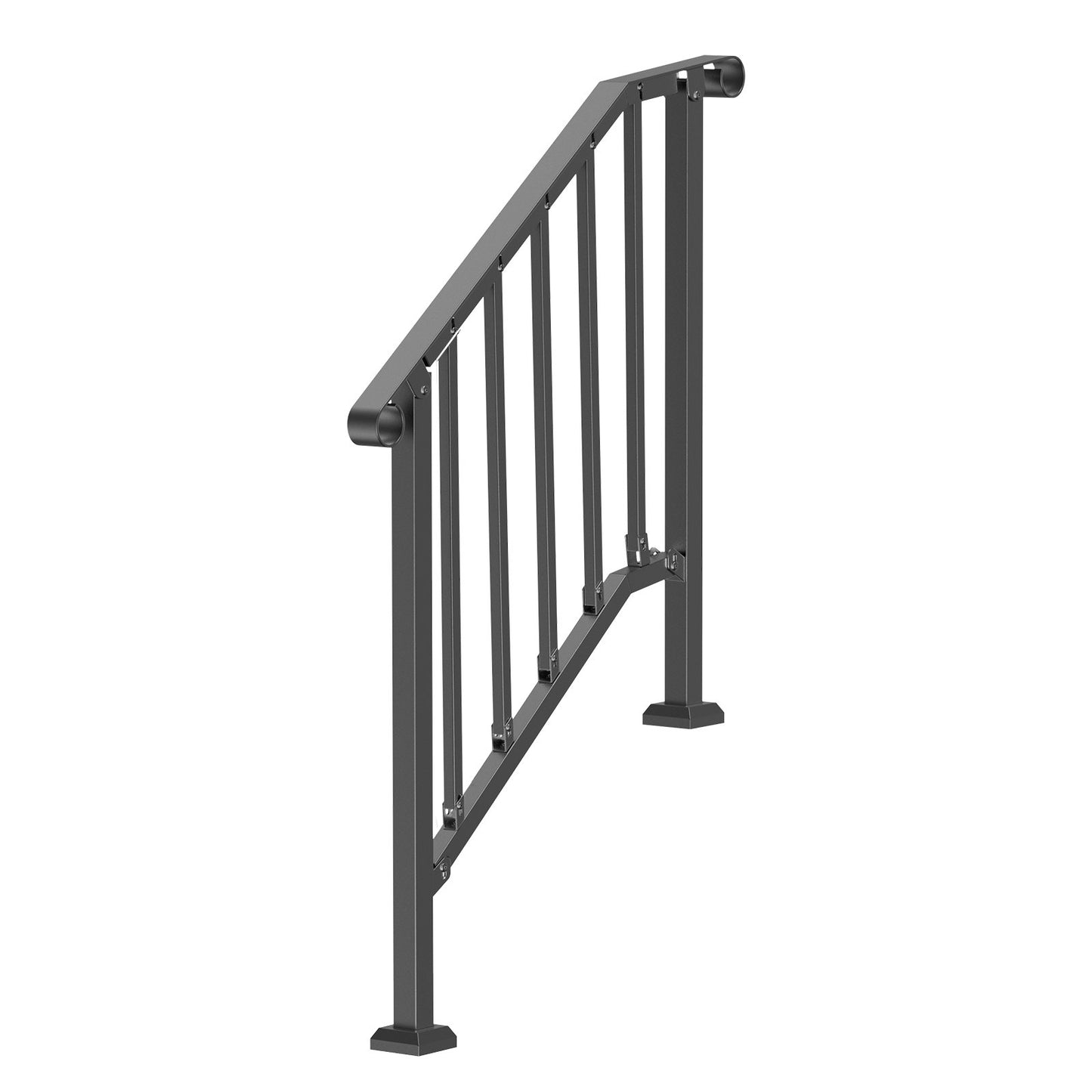 Handrails for Outdoor Steps, 2-3 Step Stair Hand Rail Kit, Transitional Carbon Steel Railings with Installation Kit, Stair Rails for Seniors, Concrete Steps & Porch & Deck, Black Retro Arch