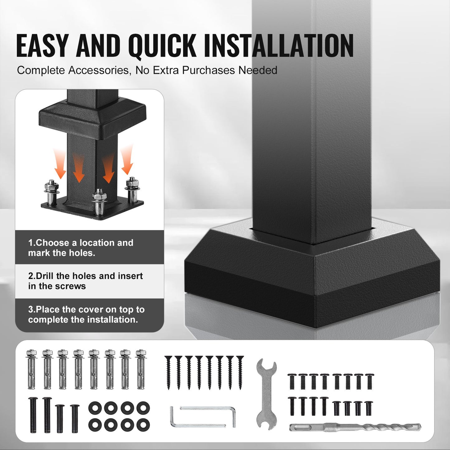 1-2-stegs ledstänger för utomhus för seniorer Verandadäck Retro Arch Black