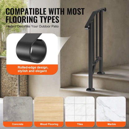 1-2-stegs ledstänger för utomhus för seniorer Verandadäck Retro Arch Black