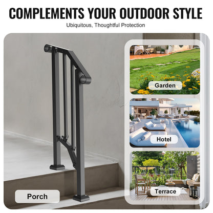 1-2-stegs ledstänger för utomhus för seniorer Verandadäck Retro Arch Black