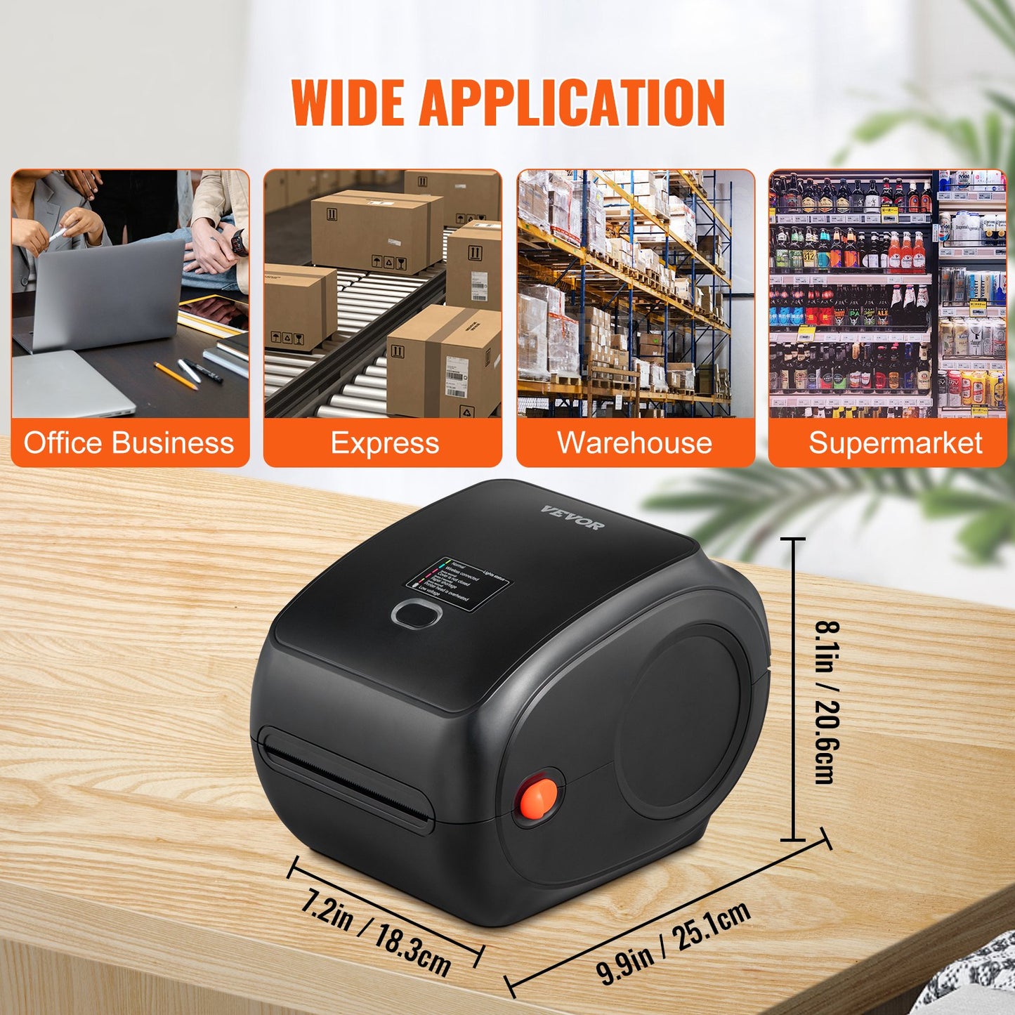 Termisk etikettskrivare 4x6 300DPI USB/Bluetooth för Amazon eBay Etsy UPS